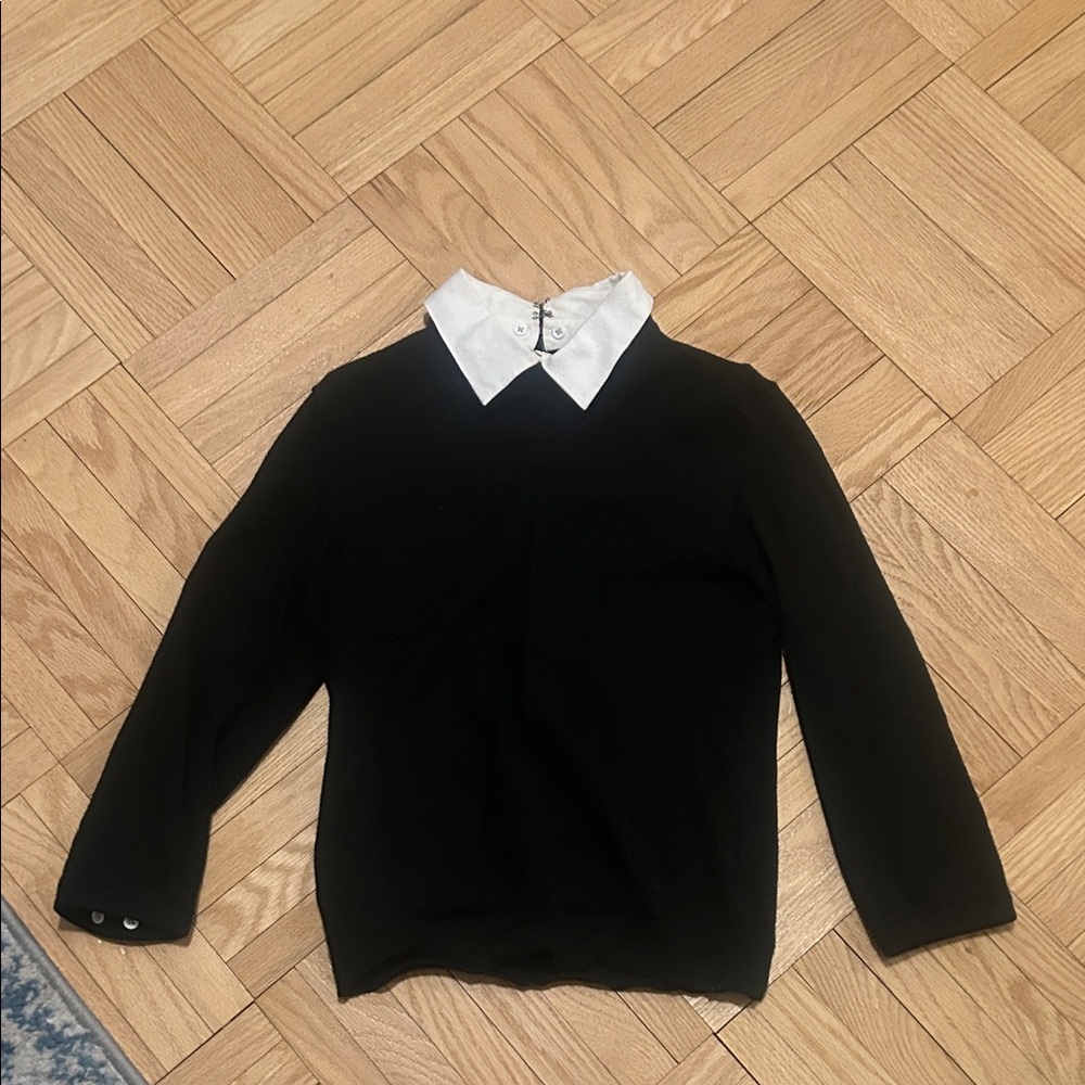 Alice + Olivia Black Sweater with Detachable White Collar